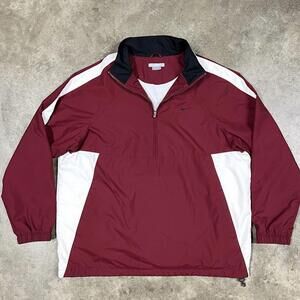 Nike Windbreaker Jacket 1/2 Zip Silver Bar Tag Y2K Sz 2XL Red White 191659 READ
